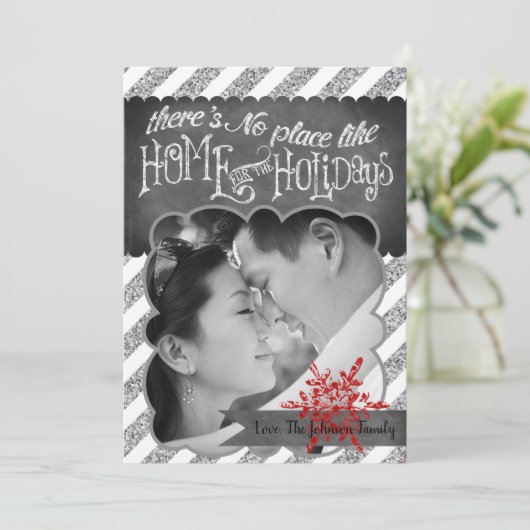 5x7 XMAS Noël Parties scintillant rouge Carte phot (Debout devant)