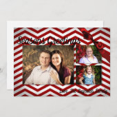 5x7 XMAS Noël Rouge Chevron Chalkboa Carte photo (Devant / Derrière)