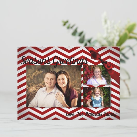 5x7 XMAS Noël Rouge Chevron Chalkboa Carte photo (Debout devant)