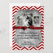 5x7 XMAS Noël Rouge Chevron Chalkboa Carte photo (Devant / Derrière)