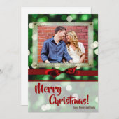 5x7 XMAS Noël Vert Bokeh Lumières Carte photo (Devant / Derrière)