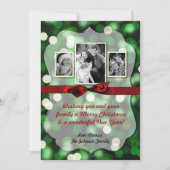 5x7 XMAS Noël Vert Bokeh Lumières Carte photo (Devant)
