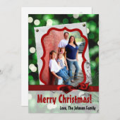 5x7 XMAS Noël Vert Bokeh Lumières Carte photo (Devant / Derrière)