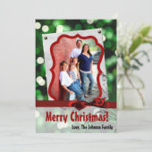 5x7 XMAS Noël Vert Bokeh Lumières Carte photo (Debout devant)