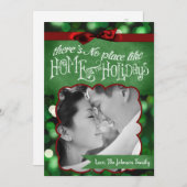 5x7 XMAS Noël Vert Bokeh Lumières Carte photo (Devant / Derrière)