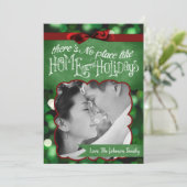 5x7 XMAS Noël Vert Bokeh Lumières Carte photo (Debout devant)