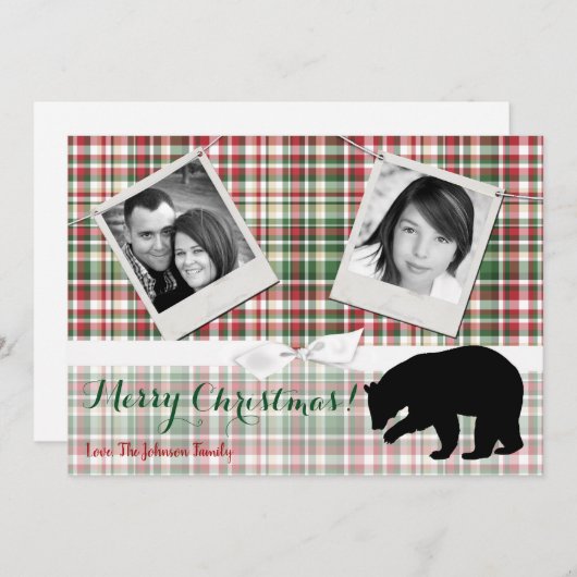5x7 XMAS Ours rouge de Noël plaqué Carte photo Fab (Devant / Derrière)