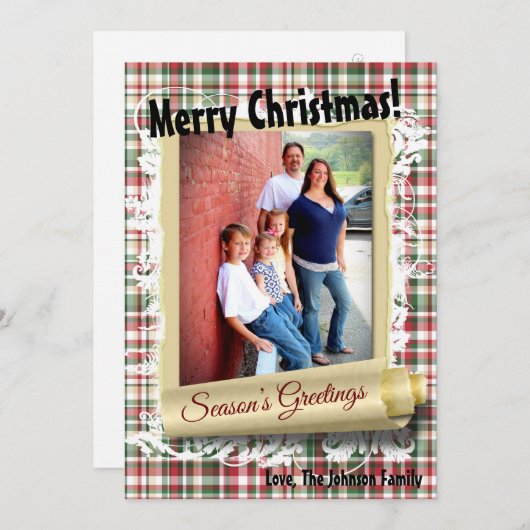 5x7 XMAS Ours rouge de Noël plaqué Carte photo Fab (Devant / Derrière)