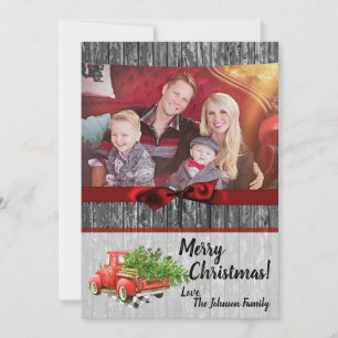 5x7 XMAS Red Christmas Truck Tree Carte photo