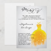 5x7 Yellow Dress Quinceanera Invitation d'annivers (Devant / Derrière)