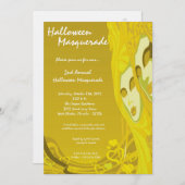 5x7 Yellow Masquerade Halloween Costume Invitation Kaart (Voorkant / Achterkant)