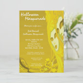 5x7 Yellow Masquerade Halloween Costume Invitation Kaart (Staand voorkant)