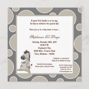 5x7 Zebra Pok-a-Dot Baby shower Kaart