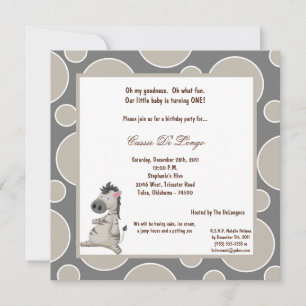 5x7 Zebra Pok-a-Dot Invitation de fête d'anniversa