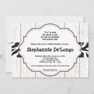 5x7 Zebra Wood Grain Bridal Show Invitation