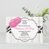 5x7 Zèbre à fleurs roses Invitation Baby shower d' (Debout devant)