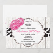 5x7 Zèbre à fleurs roses Invitation Baby shower d' (Devant / Derrière)