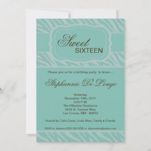 5x7 Zèbre Imprimer Invitation de fête d'anniversai