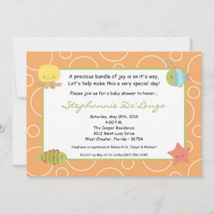 5x7 Zee Life Ocean Fish Baby shower Invitation Kaart