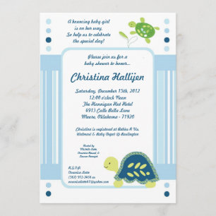 5x7 Zee Turtle Reef Ocean Baby shower Invitation Kaart