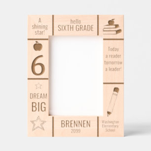 5x7 ZESDE GRAAD Basisschool Foto Aangepast Gegraveerde Lijstjes