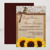 5x7 Zonnebloem Lace Burlap Count Weddenschap Kaart (Voorkant / Achterkant)