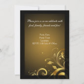 5x7 Zwart en Gouden Swirl, Aangepaste Verjaardagsf Kaart (Achterkant)