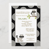 5x7 zwarte grijze raceuitnodigingen voor Baby show Kaart (Voorkant / Achterkant)