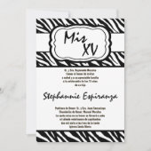 5x7 zwarte Zebra Print Quinceanera 15 Uitnodiging (Voorkant)