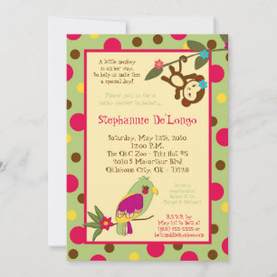5x7Jungle Gym Monkey Dance Baby shower Invitation