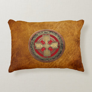 [600] Ancient Celtic Sacred Gold Knot Cross Accent Kussen