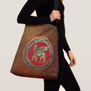 [600] Assyrische vleugelvleugel Lion - Gold Lamass Crossbody Tas