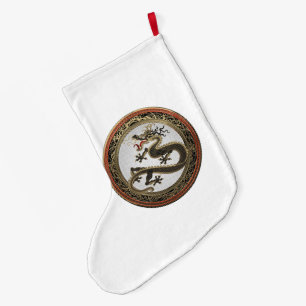 [600] Black and Gold Sacred Eastern Dragon Grote Kerstsok