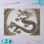 [600] Black and Gold Sacred Eastern Dragon Tissuepapier (Craft)