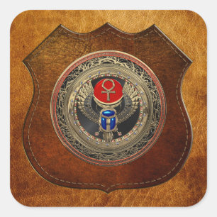 [600] Goud - Egyptisch gekonkel met Ankh Vierkante Sticker