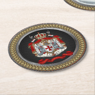 [600] Knachten Templar Coat of Arms Ronde Kartonnen Onderzetter