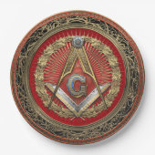 [600] Master Mason - Gold Square & Compass Papieren Bordje (Voorkant)