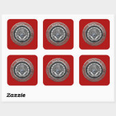 [600] Master Mason - Silver Square & Compass Vierkante Sticker (Vel)