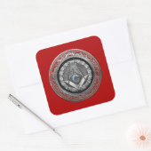 [600] Master Mason - Silver Square & Compass Vierkante Sticker (Envelop)