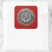 [600] Master Mason - Silver Square & Compass Vierkante Sticker (Tas)
