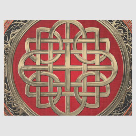 [600] Sacred Celtic Gold Knot Cross Tissuepapier (Voorkant)