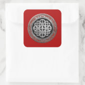 [600] Sacred Celtic Silver Knot Cross Vierkante Sticker (Tas)