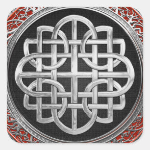 [600] Sacred Celtic Silver Knot Cross Vierkante Sticker