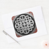[600] Sacred Celtic Silver Knot Cross Vierkante Sticker (Envelop)