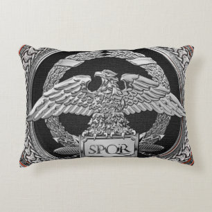[600] Silver Roman imperial Eagle over de medaille Accent Kussen