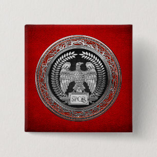 [600] Silver Roman imperial Eagle Vierkante Button 5,1 Cm