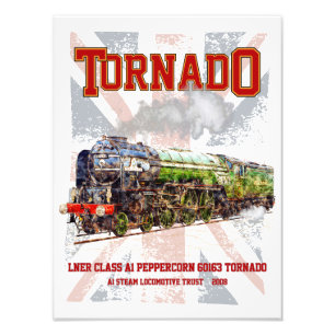60163 Tornado Stoomtreinlocomotief uit het verlede Foto Afdruk