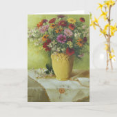 6021 Zinnias en Vase Jaune Carte d'anniversaire (Fleur jaune)