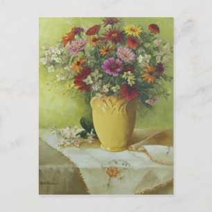 6021 Zinnias in de Gele McCoy Vase Briefkaart