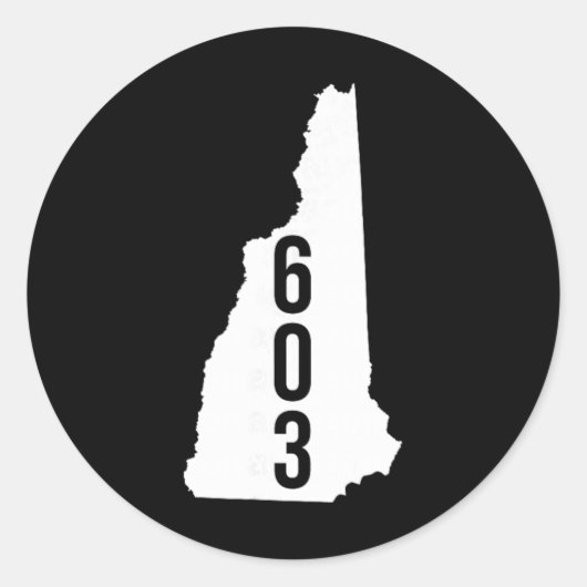 603 Nh New Hampshire Area Code State Map Tee  Ronde Sticker (Voorkant)